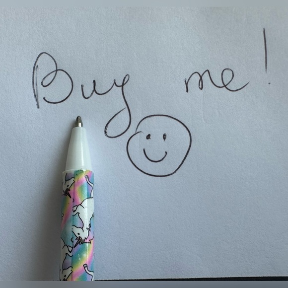 Justice Girls Tie Dye Unicorn Rainbow Pom Pom Fluffy Blue Pen with Tip Cover - Picture 2 of 16